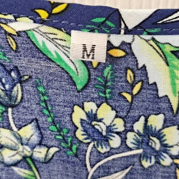 Anna-Kaci Women's M MulticolorTie Front V-Neck Bohemian Fairycore Floral Top - Picture 3 of 12